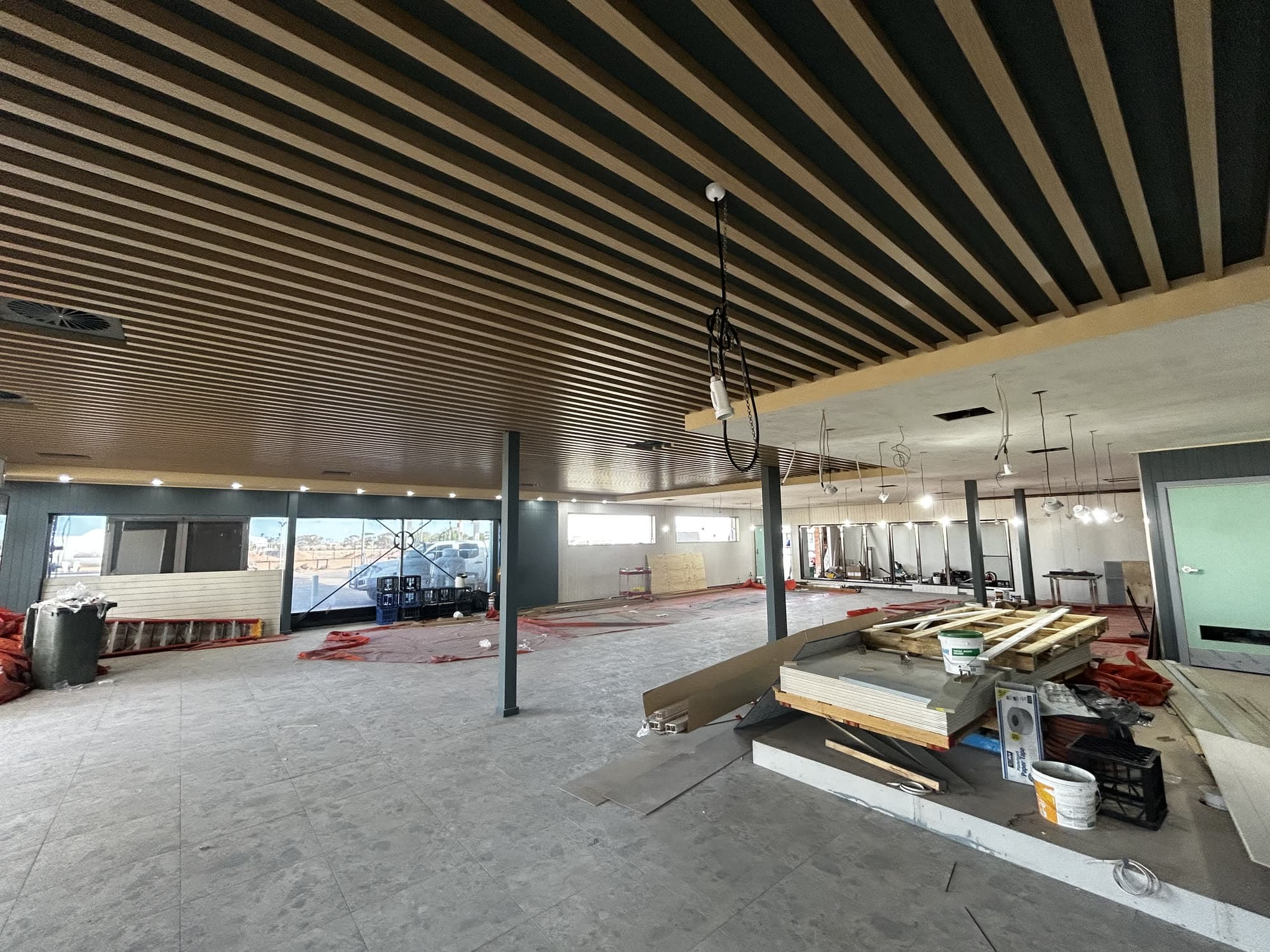Curved timber batten ceiling detail